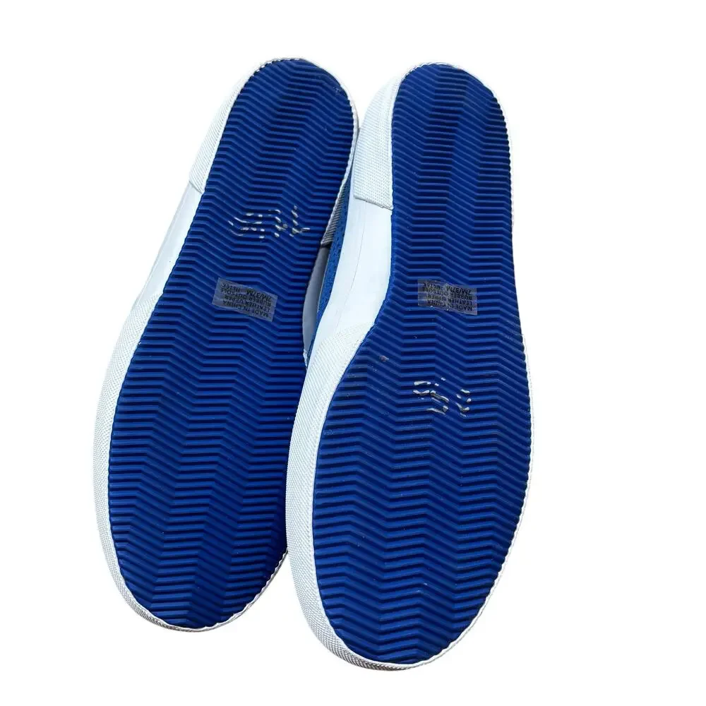 Michael Kors ladies US 7M slip on sneakers royal blue laser cut suede leather